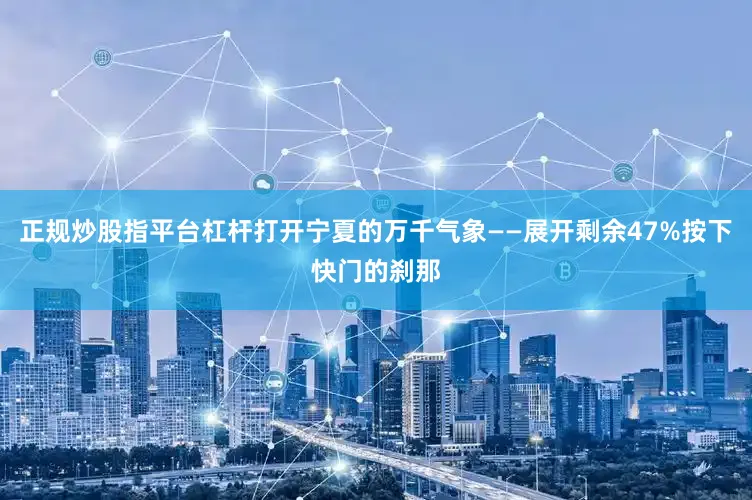正规炒股指平台杠杆打开宁夏的万千气象——展开剩余47%按下快门的刹那