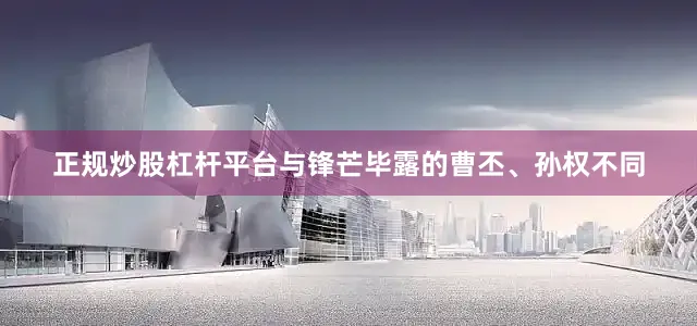 正规炒股杠杆平台与锋芒毕露的曹丕、孙权不同