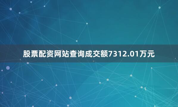 股票配资网站查询成交额7312.01万元